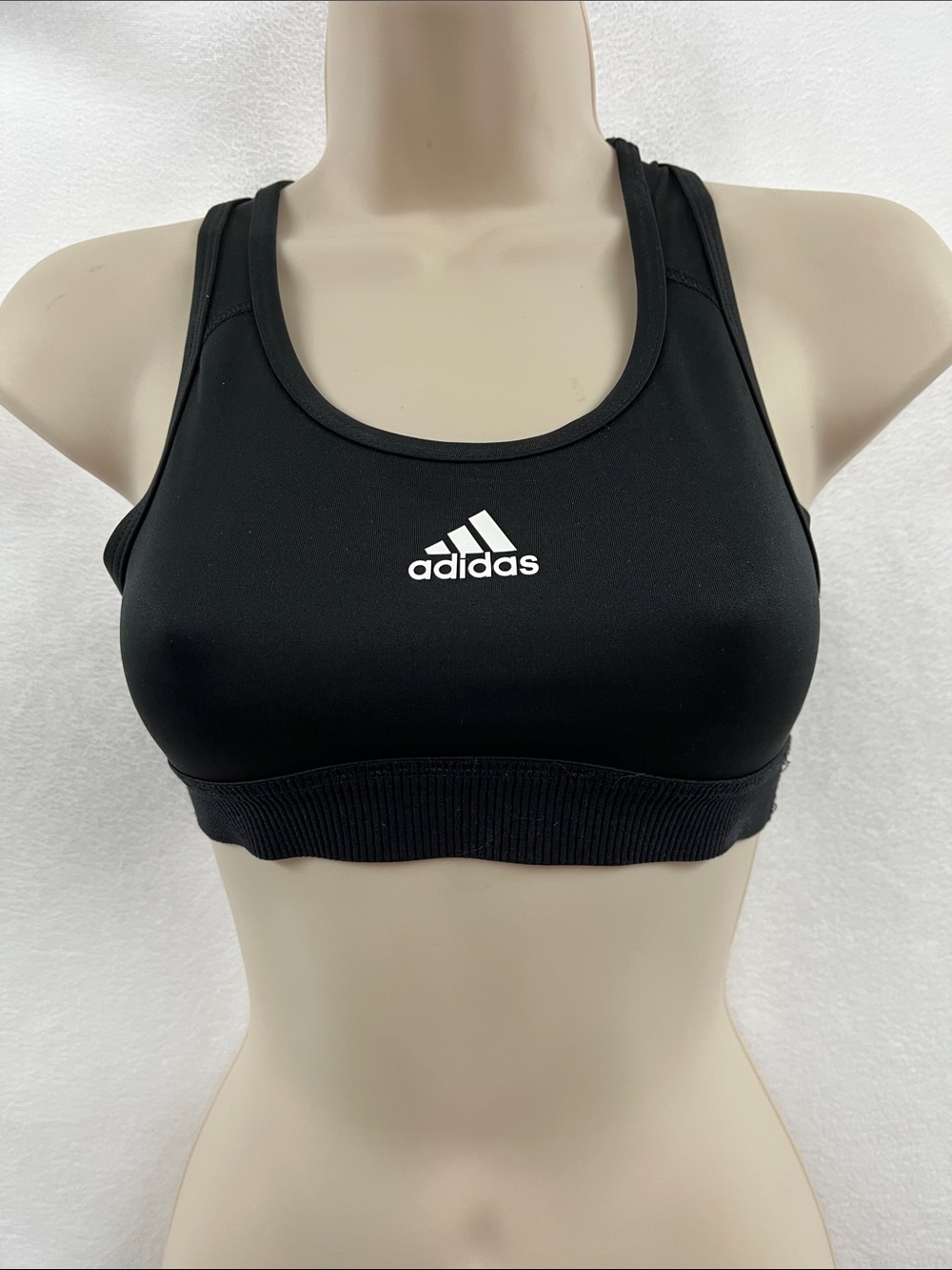 adidas Black Performance Racerback Sports Bra with White Logo